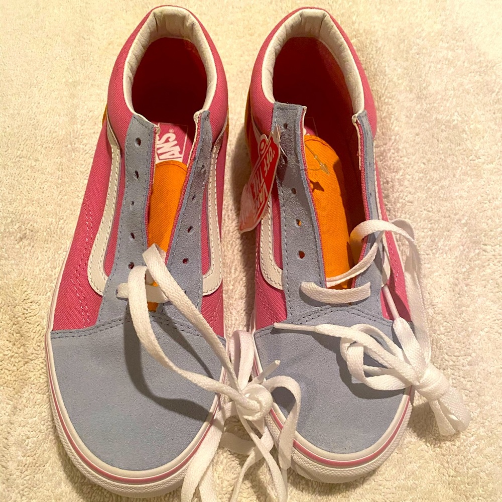 Vans Old Skool Colorblock Pink, Orange & Light Blue Skate Shoes